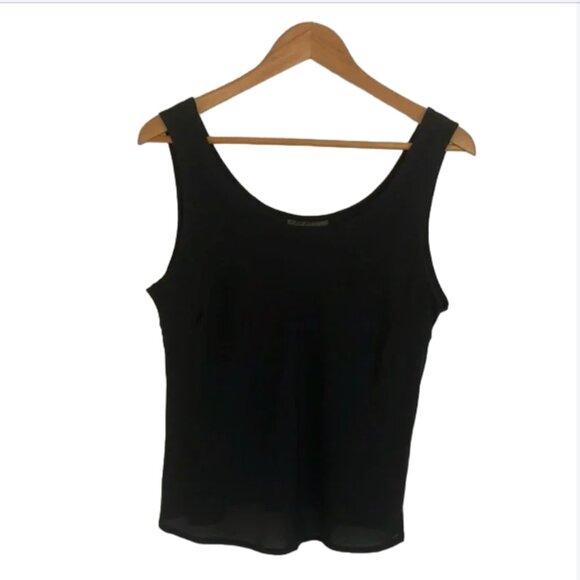 NWOT Harari black 100% silk tank top shell cami size L - Picture 3 of 5